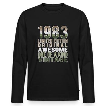 Edition limitée depuis 1983 Anniversaire Millésime 1983 - T-shirt manches longues Premium bio Homme - noir - Devant - Nico (187cm)