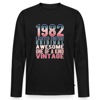 Edition limitée depuis 1982 Anniversaire Millésime 1982 - T-shirt manches longues Premium bio Homme - noir - Devant - Nico (187cm)