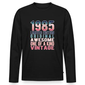 Edition limitée depuis 1985 Anniversaire Millésime 1985 - T-shirt manches longues Premium bio Homme - noir - Devant - Nico (187cm)
