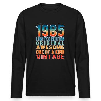 Edition limitée depuis 1985 Anniversaire Millésime 1985 - T-shirt manches longues Premium bio Homme - noir - Devant - Nico (187cm)