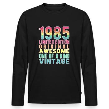 Edition limitée depuis 1985 Anniversaire Millésime 1985 - T-shirt manches longues Premium bio Homme - noir - Devant - Nico (187cm)