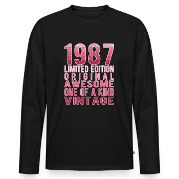 Edition limitée depuis 1987 Anniversaire Millésime 1987 - T-shirt manches longues Premium bio Homme - noir - Devant - Nico (187cm)