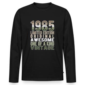 Edition limitée depuis 1985 Anniversaire Millésime 1985 - T-shirt manches longues Premium bio Homme - noir - Devant - Nico (187cm)