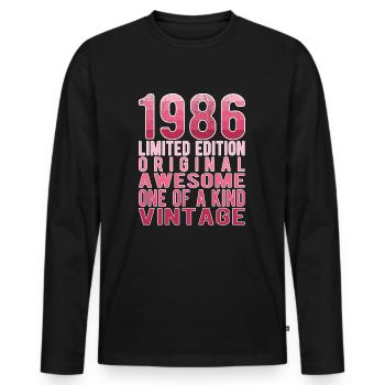 Edition limitée depuis 1986 Anniversaire Millésime 1986 - T-shirt manches longues Premium bio Homme - noir - Devant - Nico (187cm)