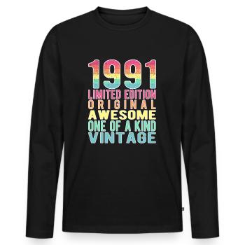 Edition limitée depuis 1991 Anniversaire Millésime 1991 - T-shirt manches longues Premium bio Homme - noir - Devant - Nico (187cm)