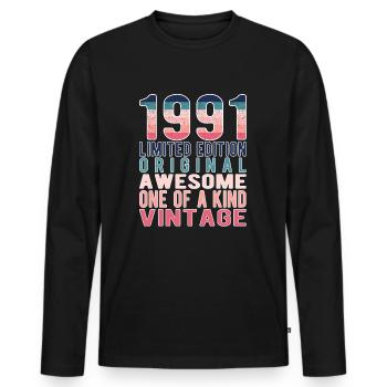Edition limitée depuis 1991 Anniversaire Millésime 1991 - T-shirt manches longues Premium bio Homme - noir - Devant - Nico (187cm)