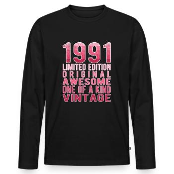 Edition limitée depuis 1991 Anniversaire Millésime 1991 - T-shirt manches longues Premium bio Homme - noir - Devant - Nico (187cm)