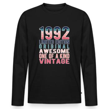 Edition limitée depuis 1992 Anniversaire Millésime 1992 - T-shirt manches longues Premium bio Homme - noir - Devant - Nico (187cm)