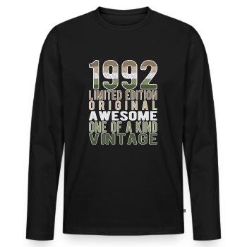 Edition Limitée Depuis 1992 Anniversaire Millésime 1992 - T-shirt manches longues Premium bio Homme - noir - Devant - Nico (187cm)