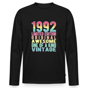 Edition Limitée Depuis 1992 Anniversaire Millésime 1992 - T-shirt manches longues Premium bio Homme - noir - Devant - Nico (187cm)