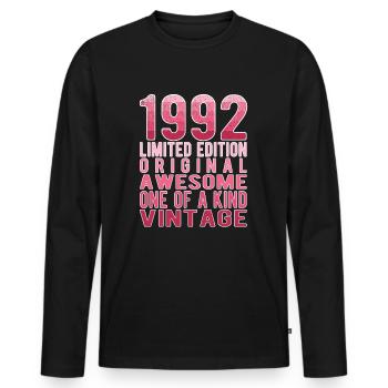 Edition Limitée Depuis 1992 Anniversaire Millésime 1992 - T-shirt manches longues Premium bio Homme - noir - Devant - Nico (187cm)