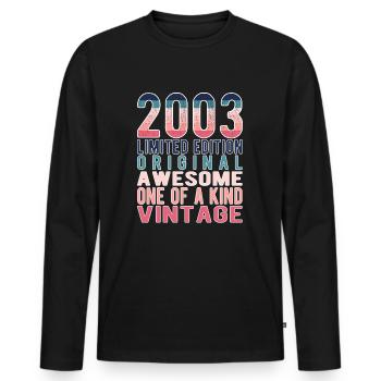 Limited Edition Since 2003 Birthday Vintage 2003 - Men's Premium Organic Long Sleeve Shirt - black - Front - Nico (187cm)