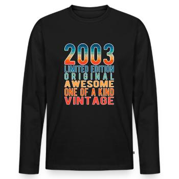 Limited Edition Since 2003 Birthday Vintage 2003 - Men's Premium Organic Long Sleeve Shirt - black - Front - Nico (187cm)