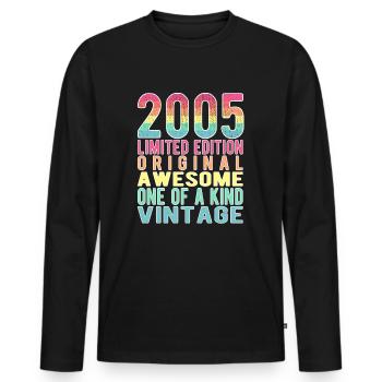 Edition limitée depuis 2005 Anniversaire Millésime 2005 - T-shirt manches longues Premium bio Homme - noir - Devant - Nico (187cm)