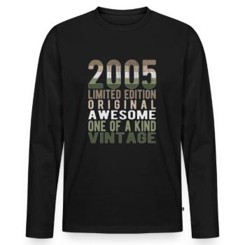 Edition limitée depuis 2005 Anniversaire Millésime 2005 - T-shirt manches longues Premium bio Homme - noir - Devant - Nico (187cm)