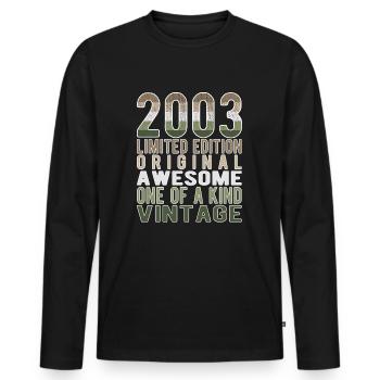 Limited Edition Since 2003 Birthday Vintage 2003 - Men's Premium Organic Long Sleeve Shirt - black - Front - Nico (187cm)