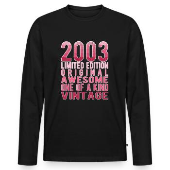 Limited Edition Since 2003 Birthday Vintage 2003 - Men's Premium Organic Long Sleeve Shirt - black - Front - Nico (187cm)