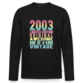 Limited Edition Since 2003 Birthday Vintage 2003 - Men's Premium Organic Long Sleeve Shirt - black - Front - Nico (187cm)