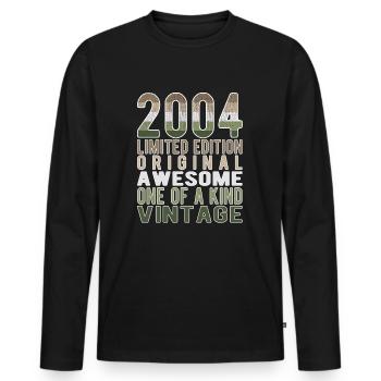 Edition limitée depuis 2004 Anniversaire Millésime 2004 - T-shirt manches longues Premium bio Homme - noir - Devant - Nico (187cm)