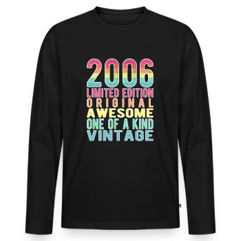 Edition limitée depuis 2006 Anniversaire Millésime 2006 - T-shirt manches longues Premium bio Homme - noir - Devant - Nico (187cm)