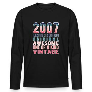 Limited Edition Since 2007 Birthday Vintage 2007 - Men's Premium Organic Long Sleeve Shirt - black - Front - Nico (187cm)
