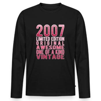 Limited Edition Since 2007 Birthday Vintage 2007 - Men's Premium Organic Long Sleeve Shirt - black - Front - Nico (187cm)