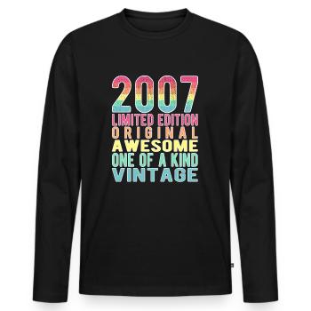 Limited Edition Since 2007 Birthday Vintage 2007 - Men's Premium Organic Long Sleeve Shirt - black - Front - Nico (187cm)