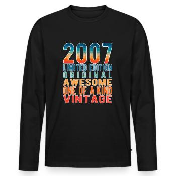 Limited Edition Since 2007 Birthday Vintage 2007 - Men's Premium Organic Long Sleeve Shirt - black - Front - Nico (187cm)