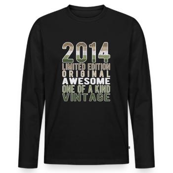 Edition Limitée Depuis 2014 Anniversaire Millésime 2014 - T-shirt manches longues Premium bio Homme - noir - Devant - Nico (187cm)