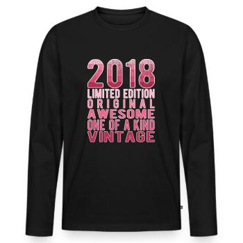 Limited Edition Since 2018 Birthday Vintage 2018 - Men's Premium Organic Long Sleeve Shirt - black - Front - Nico (187cm)