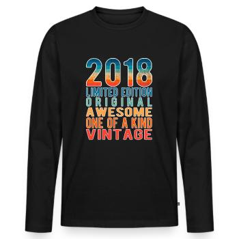 Limited Edition Since 2018 Birthday Vintage 2018 - Men's Premium Organic Long Sleeve Shirt - black - Front - Nico (187cm)