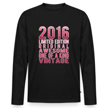 Edition Limitée Depuis 2016 Anniversaire Millésime 2016 - T-shirt manches longues Premium bio Homme - noir - Devant - Nico (187cm)