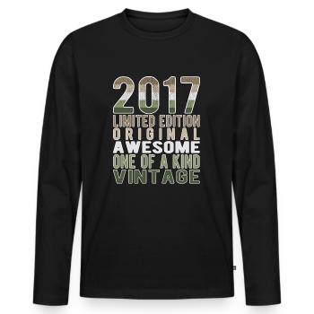 Edition limitée depuis 2017 Anniversaire Millésime 2017 - T-shirt manches longues Premium bio Homme - noir - Devant - Nico (187cm)