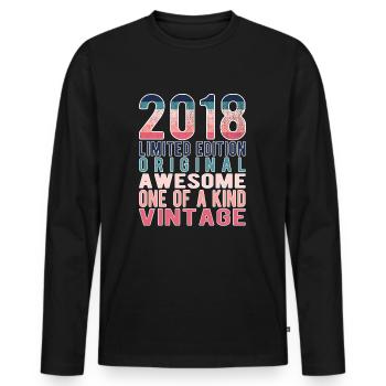 Limited Edition Since 2018 Birthday Vintage 2018 - Men's Premium Organic Long Sleeve Shirt - black - Front - Nico (187cm)