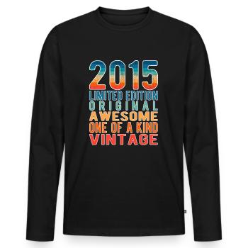 Edition limitée depuis 2015 Anniversaire Millésime 2015 - T-shirt manches longues Premium bio Homme - noir - Devant - Nico (187cm)