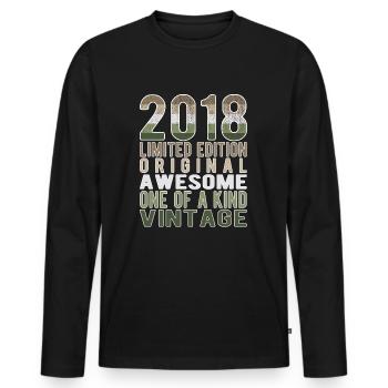 Limited Edition Since 2018 Birthday Vintage 2018 - Men's Premium Organic Long Sleeve Shirt - black - Front - Nico (187cm)