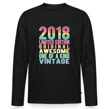 Limited Edition Since 2018 Birthday Vintage 2018 - Men's Premium Organic Long Sleeve Shirt - black - Front - Nico (187cm)