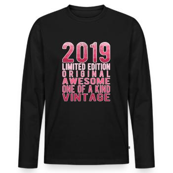 Edition limitée depuis 2019 Anniversaire Millésime 2019 - T-shirt manches longues Premium bio Homme - noir - Devant - Nico (187cm)