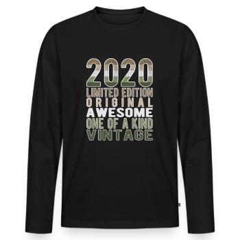 Edition limitée depuis 2020 Anniversaire Millésime 2020 - T-shirt manches longues Premium bio Homme - noir - Devant - Nico (187cm)