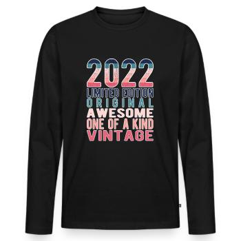 Edition limitée depuis 2022 Anniversaire Millésime 2022 - T-shirt manches longues Premium bio Homme - noir - Devant - Nico (187cm)