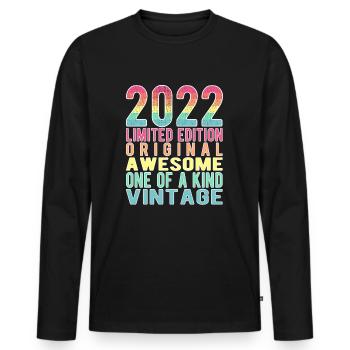 Edition limitée depuis 2022 Anniversaire Millésime 2022 - T-shirt manches longues Premium bio Homme - noir - Devant - Nico (187cm)