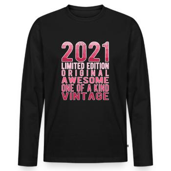 Limited Edition Since 2021 Birthday Vintage 2021 - Men's Premium Organic Long Sleeve Shirt - black - Front - Nico (187cm)