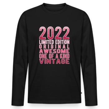 Edition limitée depuis 2022 Anniversaire Millésime 2022 - T-shirt manches longues Premium bio Homme - noir - Devant - Nico (187cm)