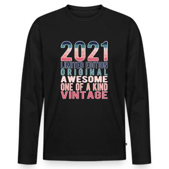 Limited Edition Since 2021 Birthday Vintage 2021 - Men's Premium Organic Long Sleeve Shirt - black - Front - Nico (187cm)