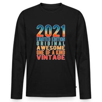 Limited Edition Since 2021 Birthday Vintage 2021 - Men's Premium Organic Long Sleeve Shirt - black - Front - Nico (187cm)