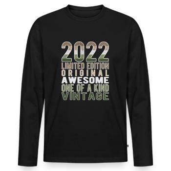 Edition limitée depuis 2022 Anniversaire Millésime 2022 - T-shirt manches longues Premium bio Homme - noir - Devant - Nico (187cm)