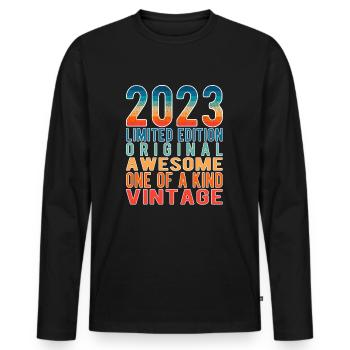 Limited Edition since 2023 Birthday Vintage 2023 - Men's Premium Organic Long Sleeve Shirt - black - Front - Nico (187cm)