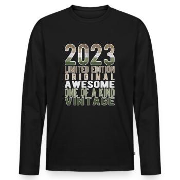 Limited Edition since 2023 Birthday Vintage 2023 - Men's Premium Organic Long Sleeve Shirt - black - Front - Nico (187cm)