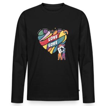 Pride Month - Love is Love - LGBTQ+ Community - Men's Premium Organic Long Sleeve Shirt - black - Front - Nico (187cm)