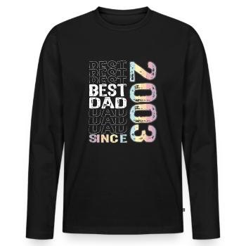 Bester Papa der Welt seit 2003 Vatertag - Männer Premium Bio Langarmshirt - Schwarz - Vorne - Nico (187cm)
